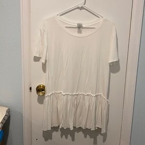 Agnes & Dora Relaxed Ruffle Tee Ivory